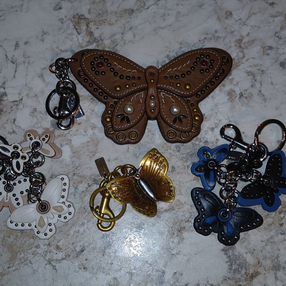 COACH Set of 4 Butterfly Bag Charms/Key Chains.